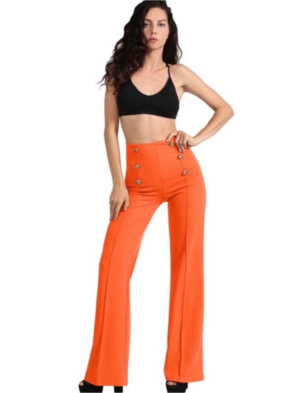 Vilagallo Button Detail Knit Pants // Orange // 38 (6)